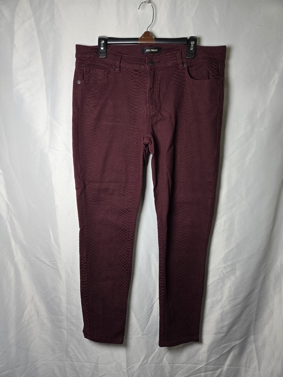 Joe Fresh Denim - Joe Fresh Burgundy Snakeskin Embossed Ultra Slim Skinny Jeans
